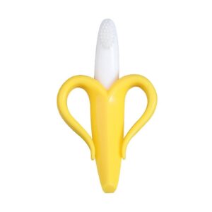 Jucarie Banana Dentitie Bebelusi Pentru Primii Dintisori– Silicon Non-Toxic, Fara Miros, cu Manere, 10.5x5.9 cm, Galben, ideal pentru parinti atenti la detalii