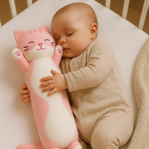 Jucarie din plus Pisica Bebe, 50 cm, multicolor, pentru joaca si somn