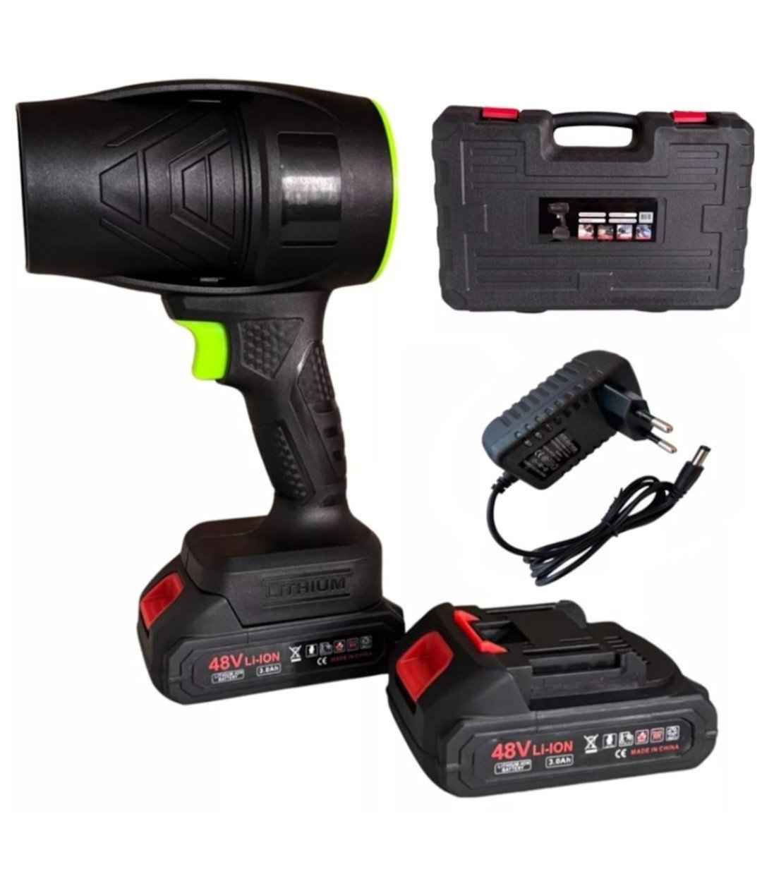 Suflanta pe Acumulator 48V, 2 Acumulatoare,+ Incarcator telefon 65W, Valiza Inclusa, Negru - imagine 2